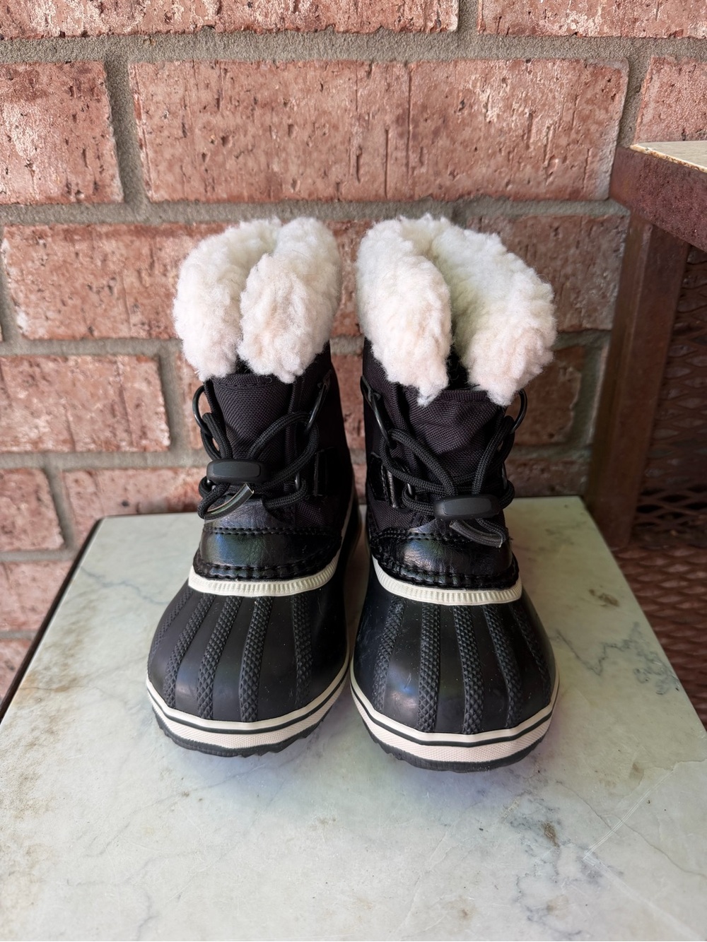 Sorel Kids Black & White Sherpa-Lined Rain Snow Boots - Picture 2 of 5